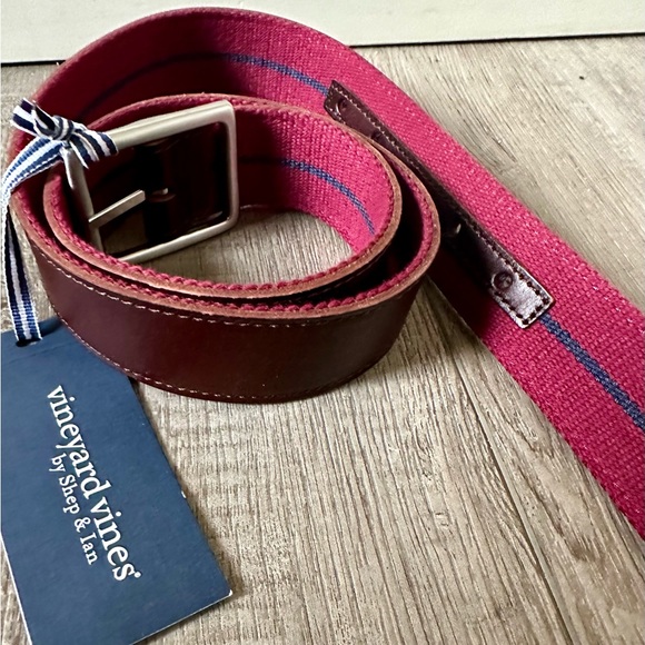 Vineyard Vines Other - New Vineyard Vines Men's Belt Maroon and Brown Leather Size 34